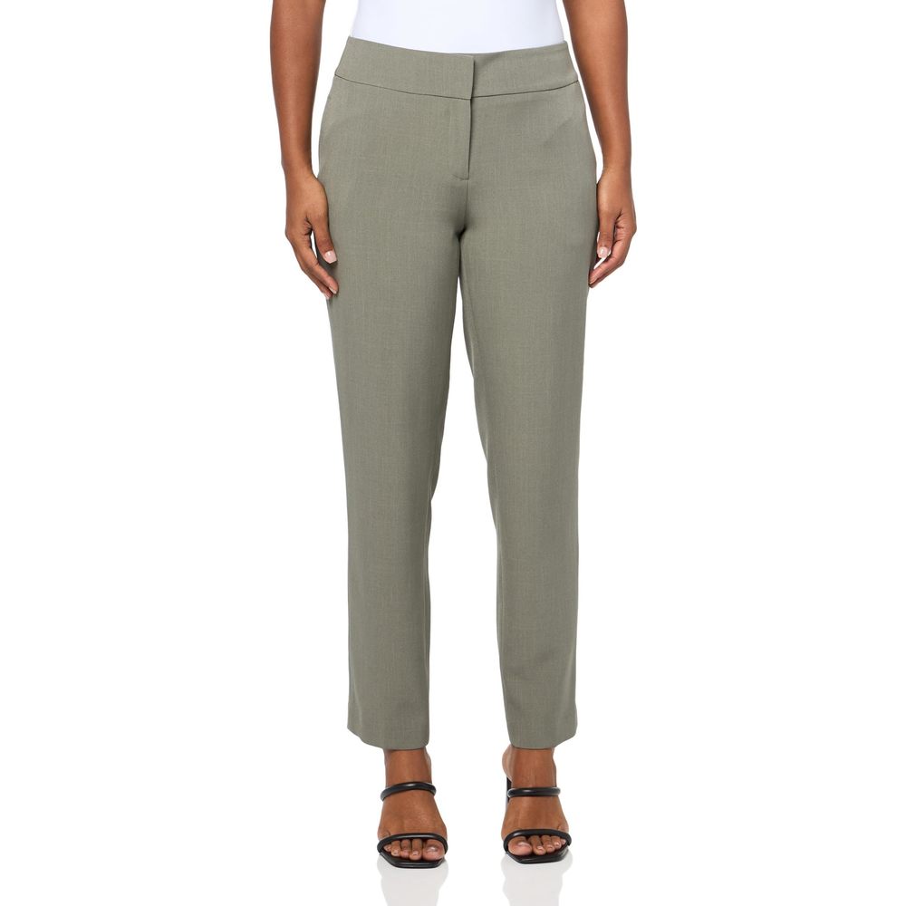 Kasper Womens Plus Fly Front Slim Pant Dark Sea Stone Size 14 NWT